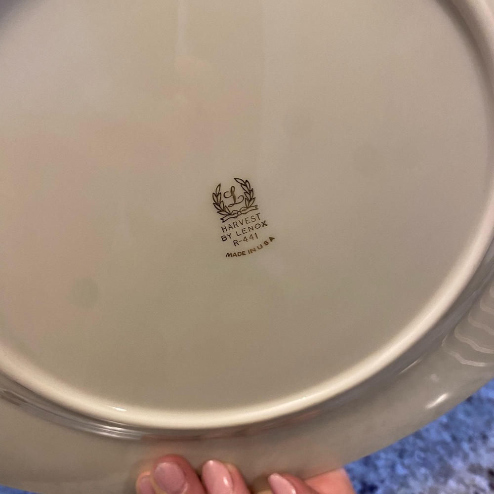 Set Of 8 Lenox Harvest Cream And Gold Dinner Plates - Picture 3 of 12